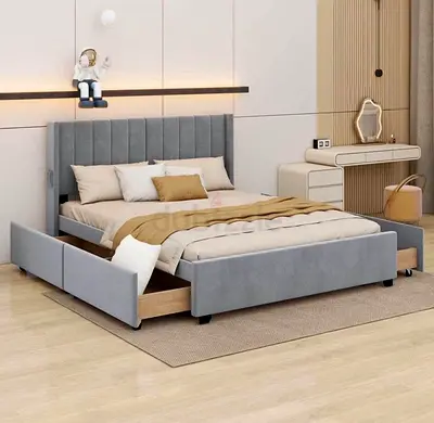 Brand New King Size Bed with Drawers - Fully Custom Made - UAE Sharjah Manufactured