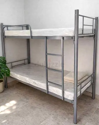 Metal Bunk Bed - Simple Silver Twin Over Twin, Good Condition