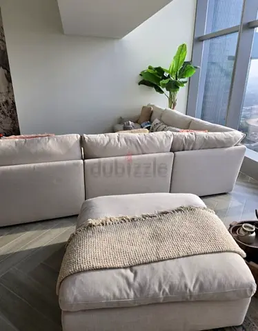 Home Center swin feather filled sofa with footstool