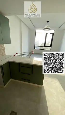 One bedroom and living room, first occupancy, on Ajman Corniche, American kitchen, panoramic sea view, near the Ship Roundabout. Rent 35,000 AED in 4