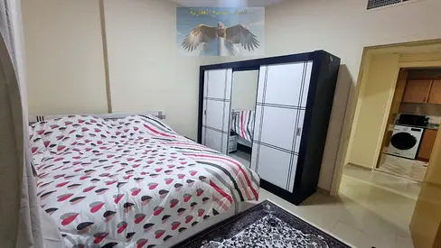 “One-bedroom apartment and living room in Al Khan | Furnished | First tenant | Next to bus stops | Close to Dubai exit | Exce