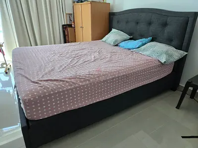King size double bed with mattress and storage