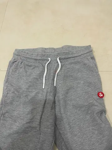 Grey casual sweatpants with drawstring — comfortable fit