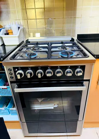 Stainless Steel 4-Burner Gas Cooker with Built-in Oven