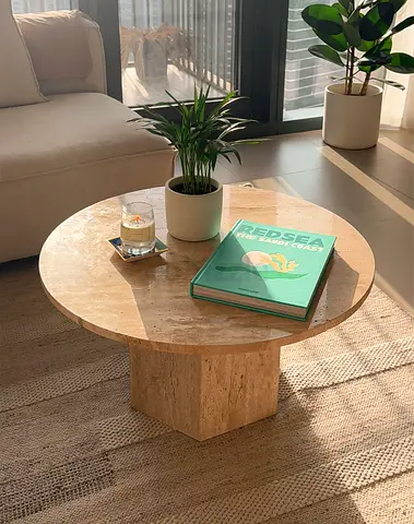 Round Travertine Coffee Table