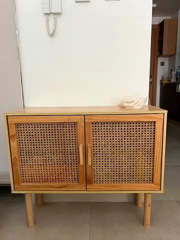 Ratan boho style cabinet and mirror