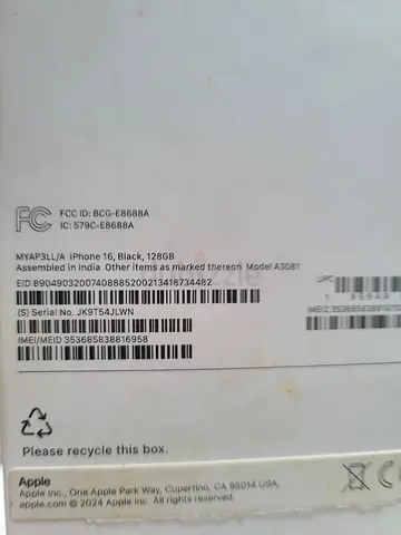 iPhone 16 (boxed) — Original Apple packaging, unlocked