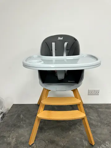 Brand New - Jikel Bibz baby highchair 360 rotating wooden High Chair - Charcoal