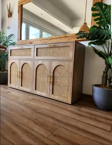 Rattan console table