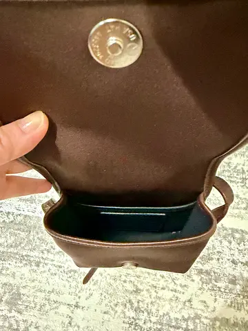 Coach - Small brown leather crossbody mini bag with flap and magnetic closure