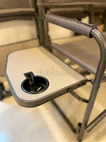 Set of 4 South African-made Folding Director-Style Chairs with Built-in Side Table and Cup Holder