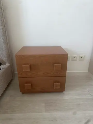 2 Brand new HomeKode bedside table wooden with two drawers — lightwood finish.