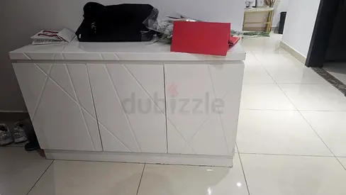 White Modern Sideboard / Storage Cabinet / Shoe Rack- 3 Door