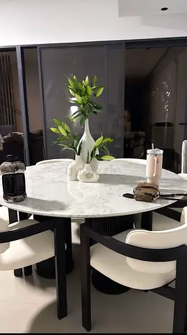 Modern Marble Dining Table Set – 6 Seater