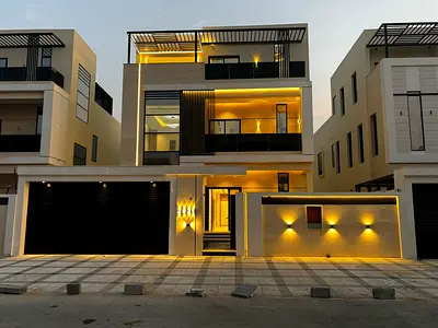 الباهية عجمان | فيلا أول ساكن | 5 غرف ماستر | مسبح خاص | حديقة + روف | موقع دبي | 185 ألف