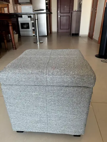 Gray Fabric Ottoman / Footstool in Good Condition
