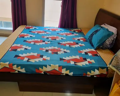 King size bed frame with nice thick mattress