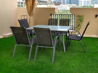 Outdoor 6-Seater Patio Dining Set with Glass Table