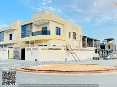 For sale: corner villa on two streets in Al Helio 2 Ajman, ground + first + roof, land 3400 sq ft, b