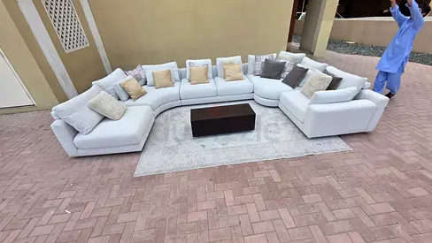 ChattelsMore Olta U Shape Sofa BeLarge White Modular Curved Sofa Set with Cushions - Good Condition