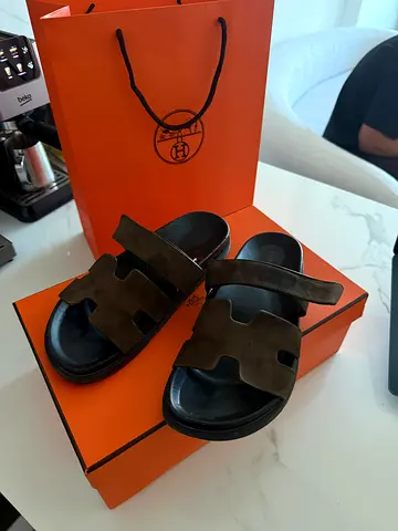 Hermes chypres Suede Sandals (Mens) (authentic)