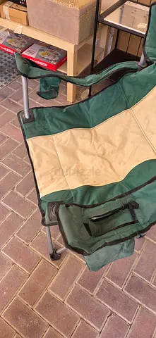 Folding Camping Chair with Carry Bag - Green/Tan