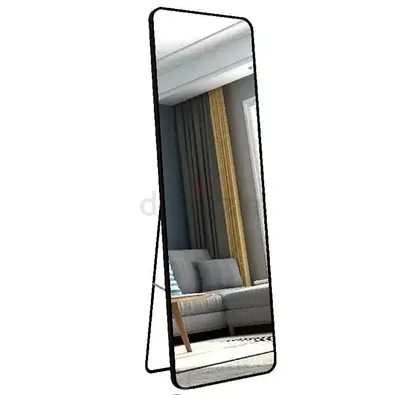 Full-Length Freestanding Floor Mirror with Slim Black Frame
