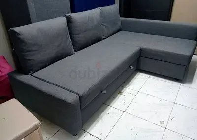 Grey L-shaped Fabric Sofa with Storage - Comfortable 3-seater Corner Sofa