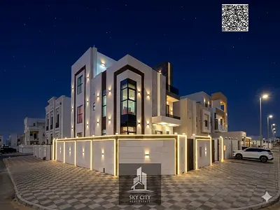 Luxury villa for sale, corner location next to the mosque and near Azhi Mall. Ground floor, first f