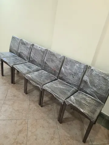 Set of 6 Wooden Dining Chairs - Good Condition, Wrapped for Transport