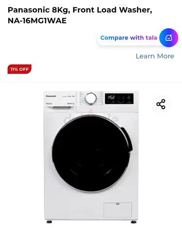 Panasonic 8kg Front Load Washer NA-16MG1WAE — Good Condition