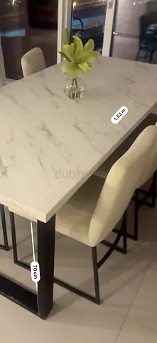 Modern West Elm Dining Table with Black Metal Base - Seats 6