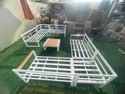 Large L shape sofas aluminum powder coated with middle table dimensions
