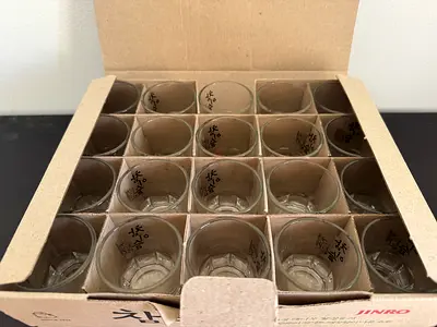 2 boxes of 18 Jinro Korean Soju Shot Glasses (36 +2 free glasses)