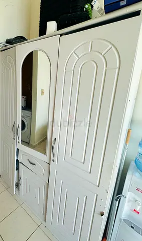 Used single bed and  3-Door Wardrobe with Mirror – Good Condition