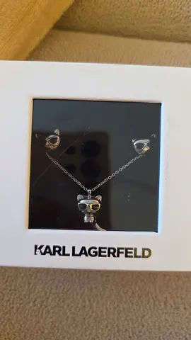 Karl Lagerfeld cat pendant necklace and stud earrings set - 925 Silver
