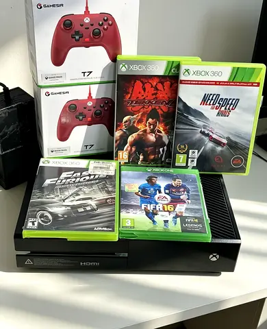 Xbox One Console Bundle + 4 Games + 2 Wired Controllers | 370 AED