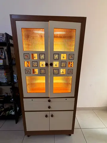 Mdf temple  with Glass Panels and Drawers