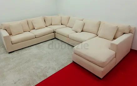 Crate and barrel beige color Ushape sofa