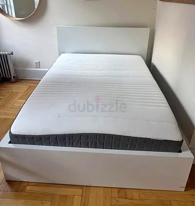 Ikea Double White Malm bed frame with Ikea Double Mattress