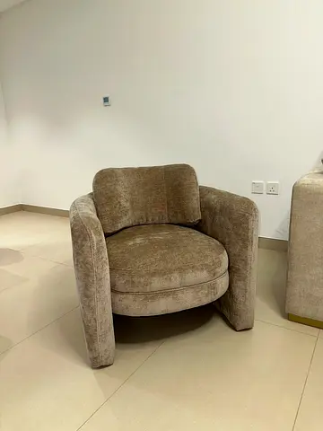 Comfortable Beige Fabric Armchair - Good Condition