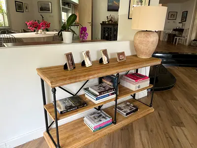 Wood  Metal Console Table – Rustic / Modern Style (162cm)
