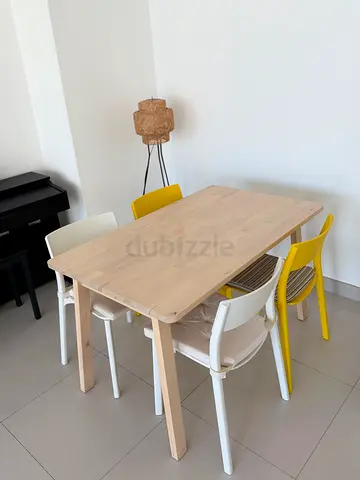 IKEA Light Wood Dining Table with 4 Chairs