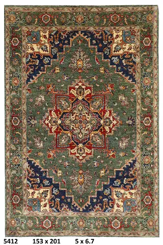 153x201cm 5*7 ftAfghan wool hand knotted Traditional Green Middle Eastern-Style Area Rug carpet