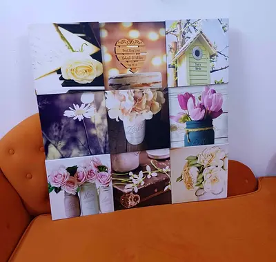 Decorative Floral Wall Art Canvas - Set of 1 (Grid Collage)90*90c.m
