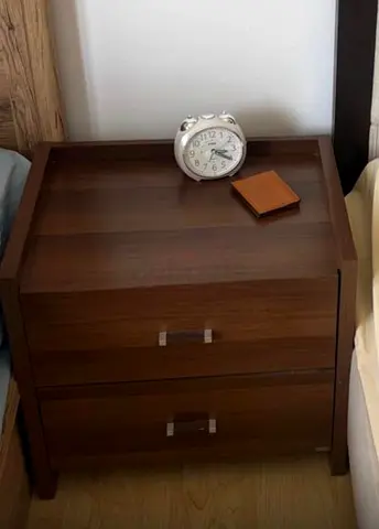 Dark Wood 2-Drawer Nightstand / Bedside Table