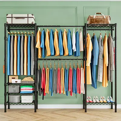 Wire Garment Rack Heavy Duty Clothes Rack Adjustable Freestanding Closet Wardrobe Organizer
