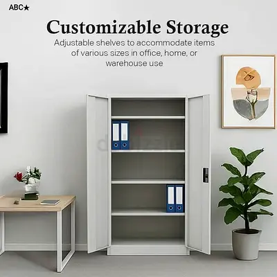 Metal Storage Cabinet with Adjustable Shelves - White