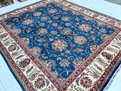 250 x 300 cm || Navy Blue Handmade Bidjar Floral Wool Carpet