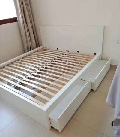 Ikea king size bed with mattress and storage drawers